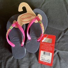 Havaianas Flip Flops, Toddlers, SZ 9c, Navy & Pink NWT