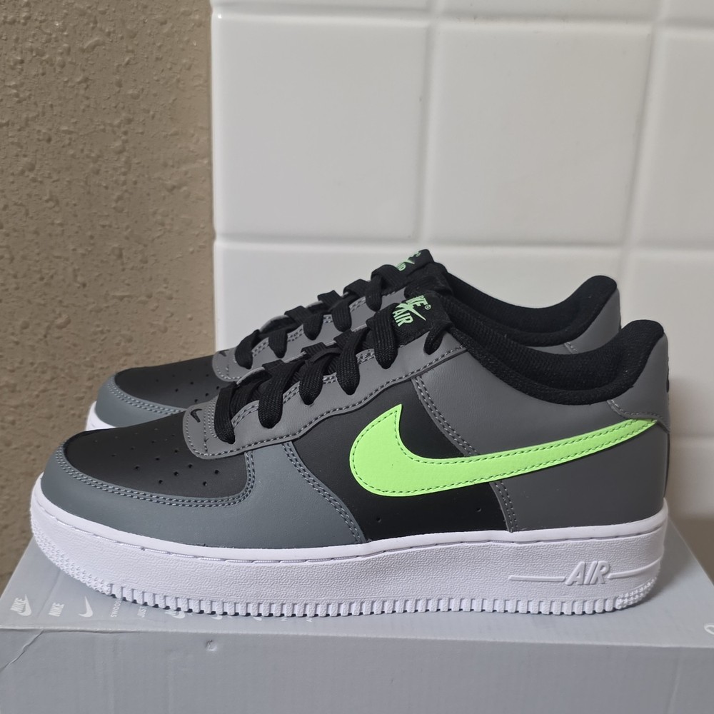 Nike Air Force 1 GS Black Bright Green Smoke Grey Size 6.5Y Womens 8 CT3839-010