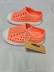 NATIVE Jefferson Popstar Orange Shell White Child Sz C4 Slip-on Shoes EUC W Box