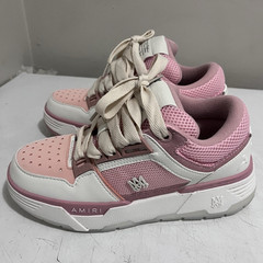 AMIRI MA-1 Unisex Kids Pink/White Leather Low Top Lace-Up Sneakers US 8