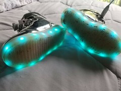 Silver Kids Youth LED Light Up Sneakers Unisex Boys Girls Toddler Sz 8 High Tops