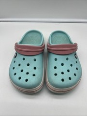 Crocs Crocband II Clog Junior Size 1 Cotton Candy Blue Pink Slip On 11990