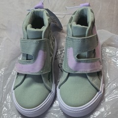 Cat & Jack Unisex Kids Green Purple White Fabric Mid Top Hook & Loop US 7