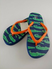Boden Flip Flop Blue and Orange Green Alligators Size Youth 3/4