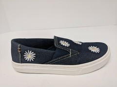 Toms Luca Daisy Embroidered Slip-On Shoes, Navy, Little Kids 1 M