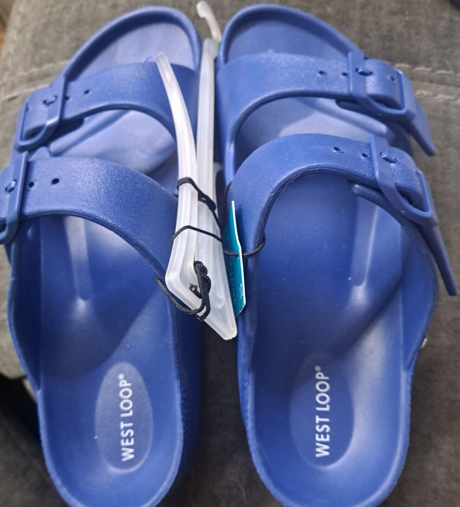 West Loop Kids Double buckle Slip on Sandal Blue Med (2/3)