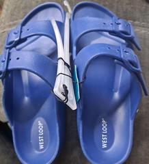 West Loop Kids Double buckle Slip on Sandal Blue Large (4/5)