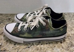 Converse Chuck Taylor All Star Green Camo Low Top Sneakers Shoes Youth Size 13