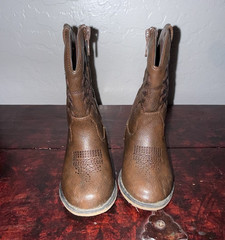 Cat & Jack Kids Western Cowboy Boots Brown US 6 Mid-Calf Zip Round Toe Embro