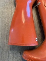 Hunter Original Tall Gloss Youth Wellington Boots Sz 4 Coral Orange Preowned