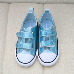 Converse All Star Kids Low Top Sneaker Blue Canvas Hook & Loop US 10