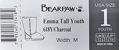 NWT Bearpaw Winter Boots Youth Size 1 Charcoal Emma Tall Suede Wool Blend