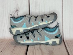 Sperry Top-sider Wet Tech Fish Leather Sport Sandals Big Kids Size 1W Gray Blue