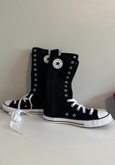 Converse Chuck Taylor XX Hi Junior Size 3 Black Knee High Zip Lace Up Sneakers