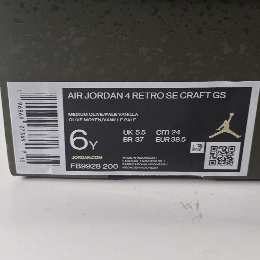 Air Jordan 4 Retro SE Craft ‚Medium Olive‘ GS Size 6Y FB9928-200
