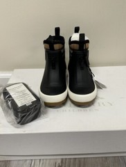 BURBERRY FLINTON BLACK RUBBER BEIGE SOCK ANKLE RAIN BOOTS KIDS Size EU 27 /US 10