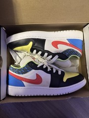 Jordan Air Jordan 1 Low (GS) Black/White/Red/Blue/Yellow Leather 5Y DH5927-006