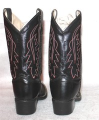 OLD WEST BLACK w/RED STITCHING LEATHER WESTERN/COWBOY BOOTS: Youth 1.5 – EUC
