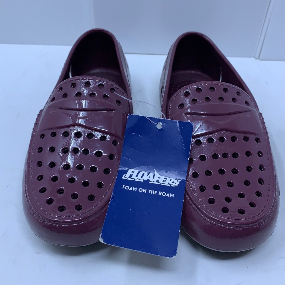 Floafers Kids Size C13 Burgundy Patent Prodigy Driver Foam Slip On Loafers NWT