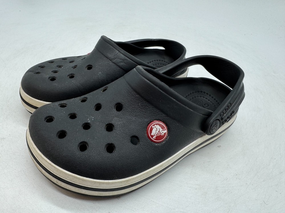 Crocs Crocband Clogs Kids Black Slip-On Strap Casual Round Toe Comfort – C12