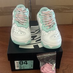 MSCHF Super Normal 2 Sneakers White Mint Pink Kids Size 4 Patterned Laces