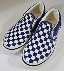Vans Slip-On Youth Size 12 Blue White Checkered Sneakers Skater Shoes