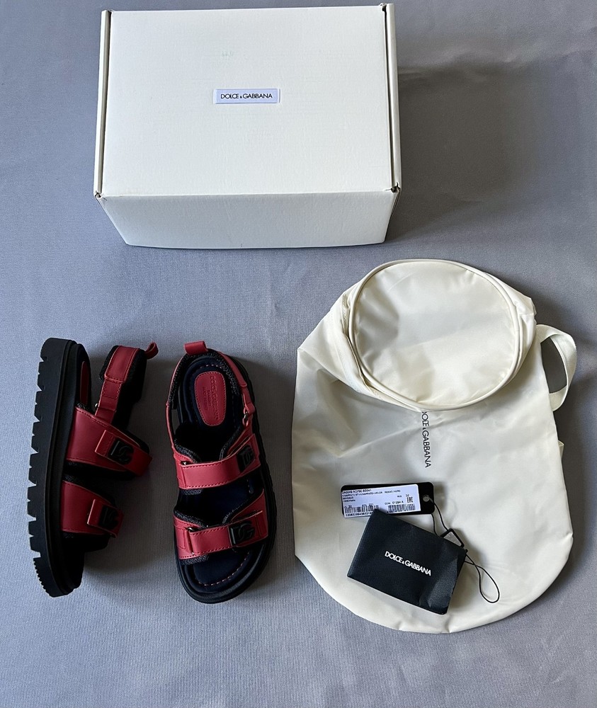 NIB DOLCE & GABBANA Kids RED LEATHER SANDALS /SHOES UK 13 US 1 BOY or GIRL SZ 32