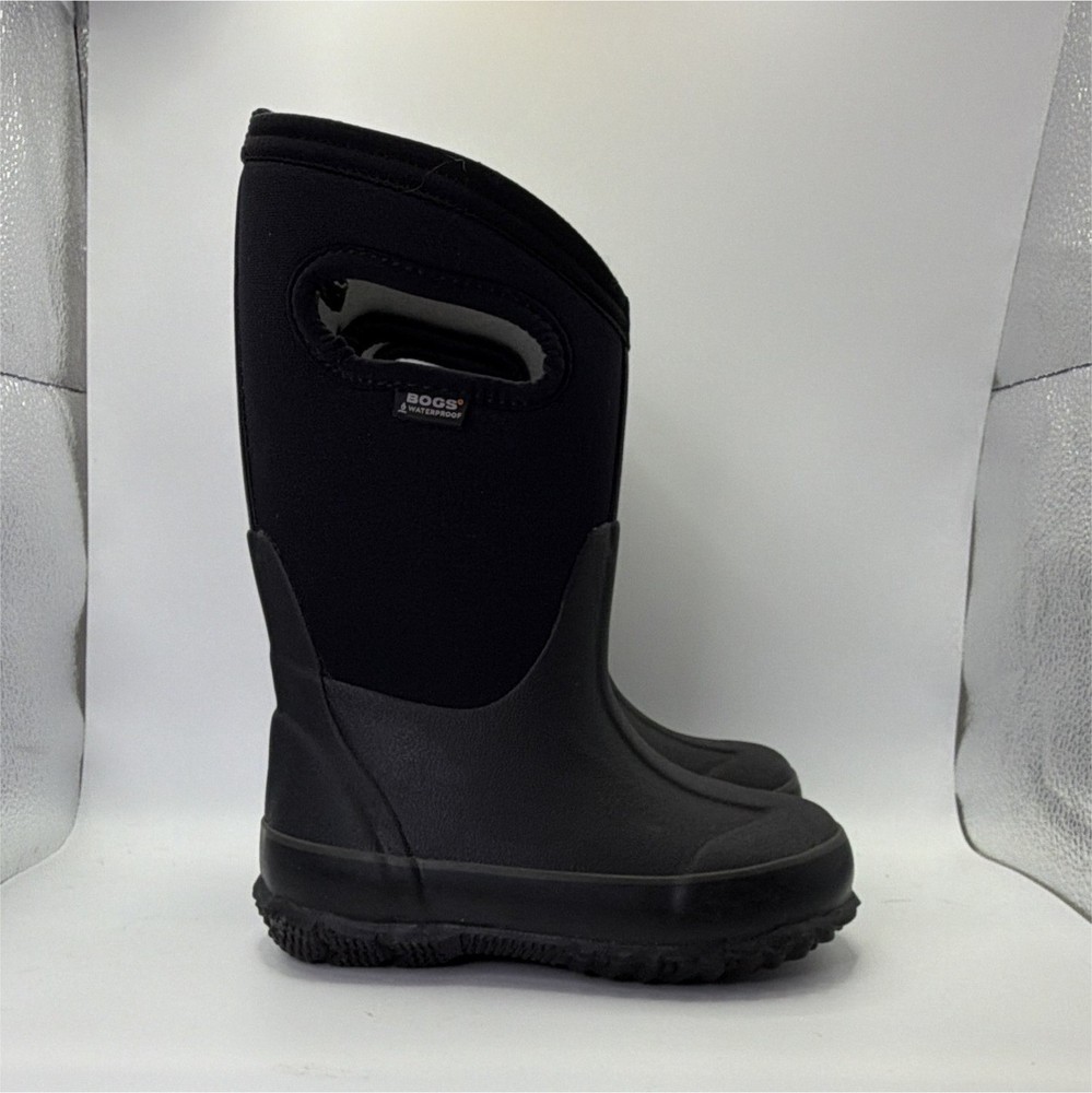 Bogs Classic High HA Kids Rain Boots Rubber Black US 10 EU 26 52065-001