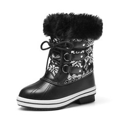 Kids Girls Boys Youth Winter Snow Boots Faux Fur Lined Mid Calf Warm Ski Boots