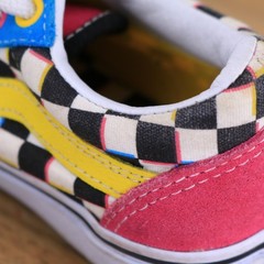 Vans Old Skool Colorshift MTV Pink/Blue/Yellow Checkerboard Low Shoes Kid Sz 12