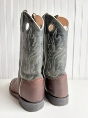 Old West Youth Brown Leather Cowboy Boots Size 6 Fits Women’s 7.5 – 8 Square Toe
