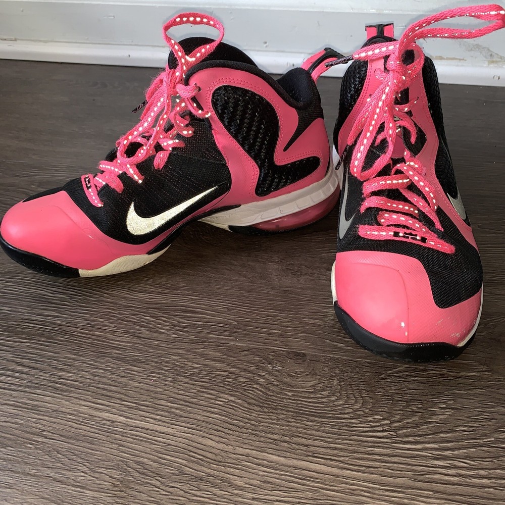 Nike Zoom Lebron James 9 GS Laser Pink Black Basketball Shoes 472664-600 Sz 5Y