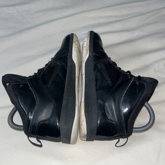 NIKE Youth Black & White Swoosh Leather High Top Sneakers 599188-001 Sz: 3Y Gym
