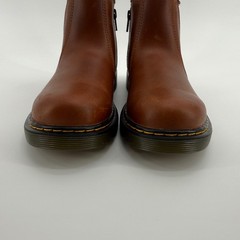 Dr. Martens 2976 Leonore Kids Brown Republic Leather Faux Fur Chelsea Boots 3 US