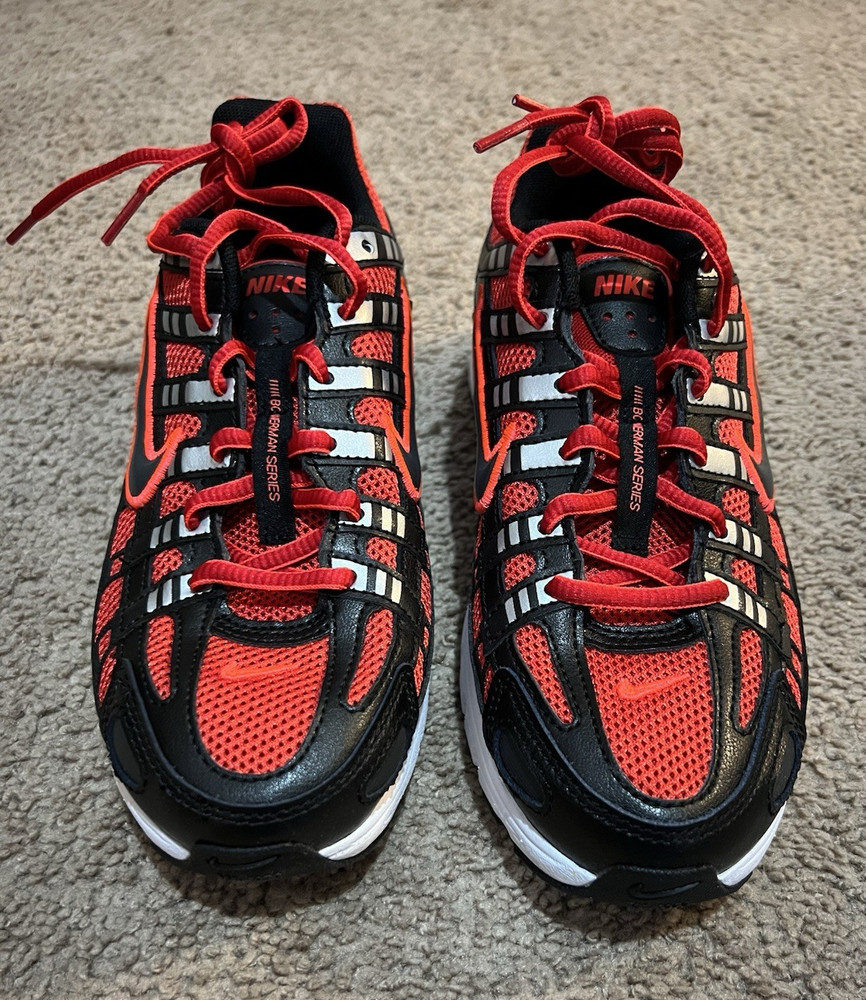 Nike P-6000 GS Kids 5Y Red/Black/White Mesh Lace-Up Athletic Sneakers