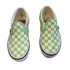 Vans Toddler Classic Slip On Sneaker Size 10.5 Neon Green Checkeded Shoes