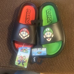 SUPER MARIO BROS & LUIGI Comfort Slides Sandals Youth Size 3 NEW
