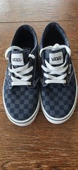 Vans Off The Wall Authentic Checkered Navy On Gray Youth Size 3.5 Checker Shoes