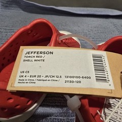 Native Jefferson Kids Sneakers – Torch Red & Shell White, US C5, New
