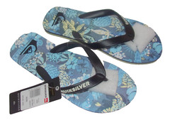 New Quiksilver Molokai Marled Boys‘ Blue & Gray Tropics Flip-Flops 6 M