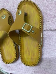 Vintage Handmade Leather Sandals – Traditional Wooden Look – Unisex Slip-On