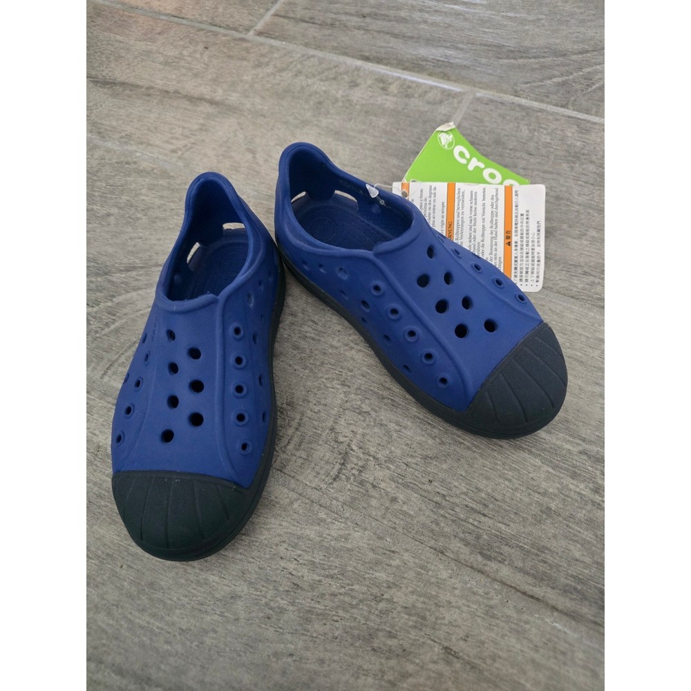 Crocs Bump It Shoe K Cerulean Blue/Navy C10 Kids Slip On Comfort Casual Water