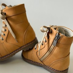 Kids Camel Yellow Nubuck Leather Boots–Size EU24 (US 7.5 / UK 7 / AU 7.5, 15.8sm