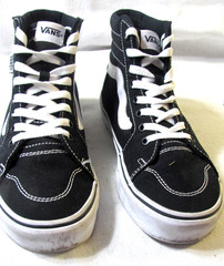 Vans 721356 Black White High Top Sneakers Shoes Woman’s Size 8.5 VGC