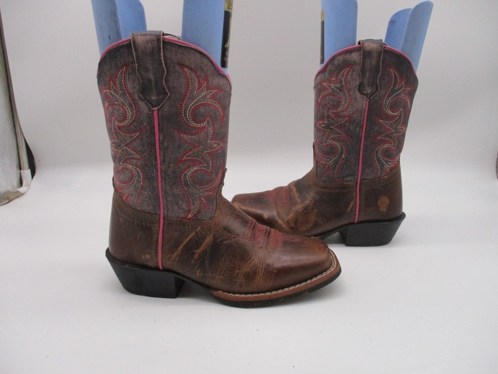 Dan Post Multi Color Leather Square Toe Kids Boots Size 12.5 D Style DPC2947