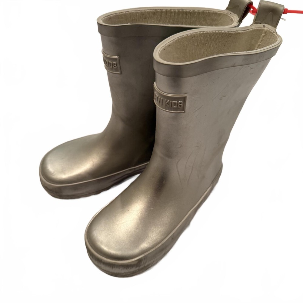 Cotton On Kids Silver Rubber Rain Boots for Kids Toddler 8
