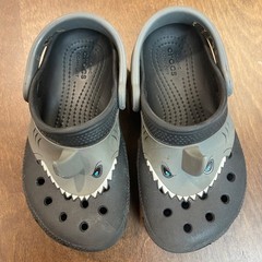 Crocs Fun Lab Classic AM Shark Clog Toddler Size 10 Black Gray Fin Waterproof