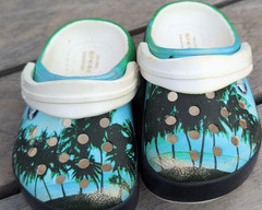 Crocs Crocband Unisex KidsClog Slip-On Palm Tree Blue/Green/Black C4
