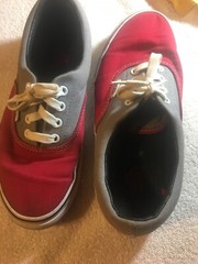 vans kids size 3 Red and Gray lightly used, good condition, lots of life left.