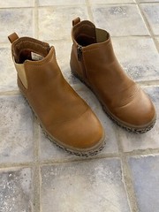 Lands End Shoes Youth Size 2 Ankle Booties Comfort Brown Boot Zip Leopard
